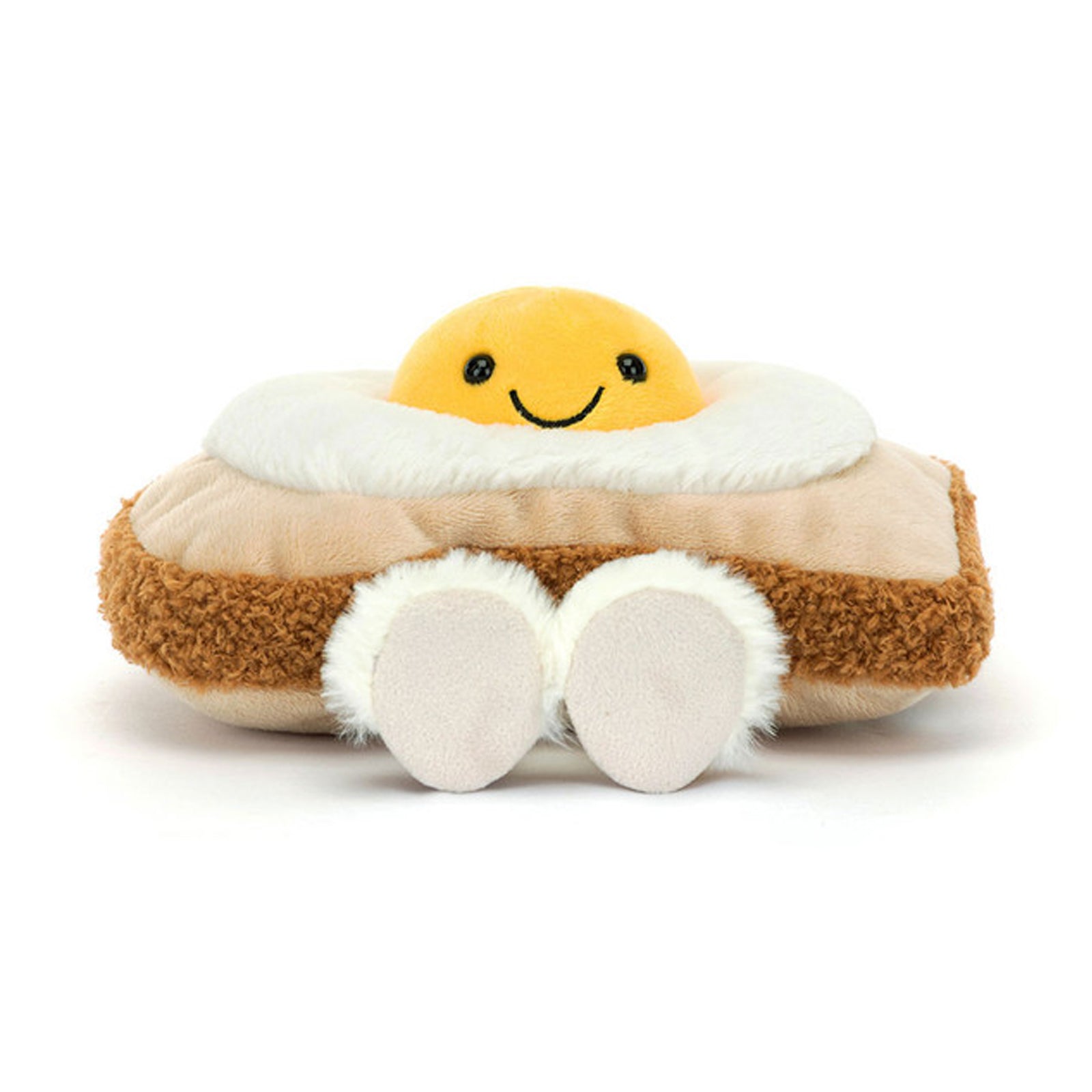 Oliver Egg On Toast Amuseables plush toy breakfast food themed character. Soft plush material safety embroidered face sunny side up egg design. Educational emotional comfort toy for children imaginative play kitchen adventures. Perfect gift for food lovers birthday morning presents collectible Amuseables. Machine washable premium hypoallergenic materials developmental toy for emotional intelligence. Amuseables food collection huggable design playful companion breakfast theme soft texture.