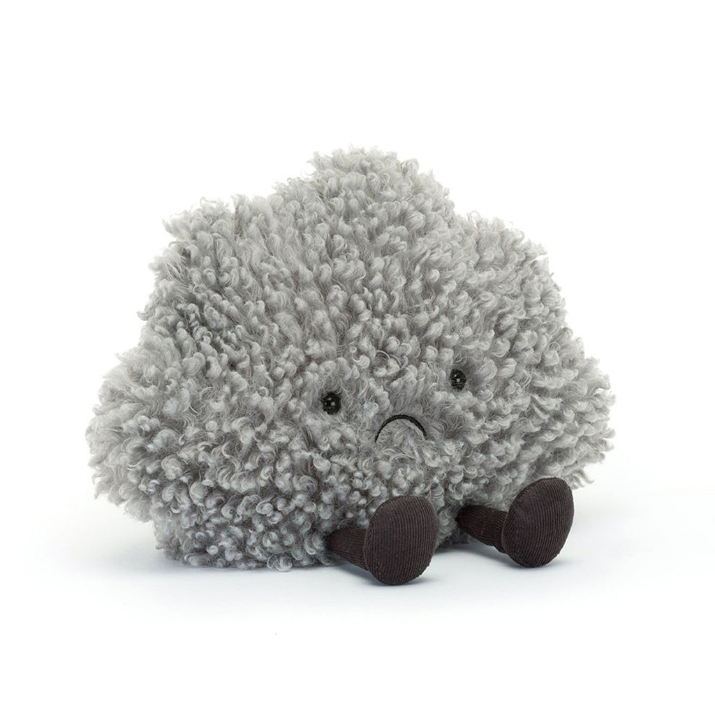 Amuseables Storm Cloud plush toy emotional support stuffed cloud for children. Soft grey fabric safety embroidered features grumpy weather character. Educational emotional development toy helps kids understand feelings anxiety relief. Perfect for creative play storytelling sensory comfort ages 3-8 years. Unique weather-themed plush collectible Amuseables series. Great gift for birthday Christmas mental health awareness emotional intelligence development.
