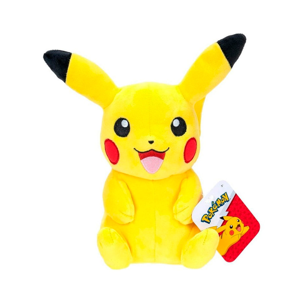 Pika soft Pikachu plush officially licensed Pokémon stuffed animal for children. Ultra-soft hypoallergenic plush toy with safety embroidered eyes and features. Perfect hugging size for toddlers ages 0-8 years, educational emotional development toy, sensory comfort friend. Best birthday Christmas holiday gift for Pokémon fans boys girls, machine washable durable construction. 