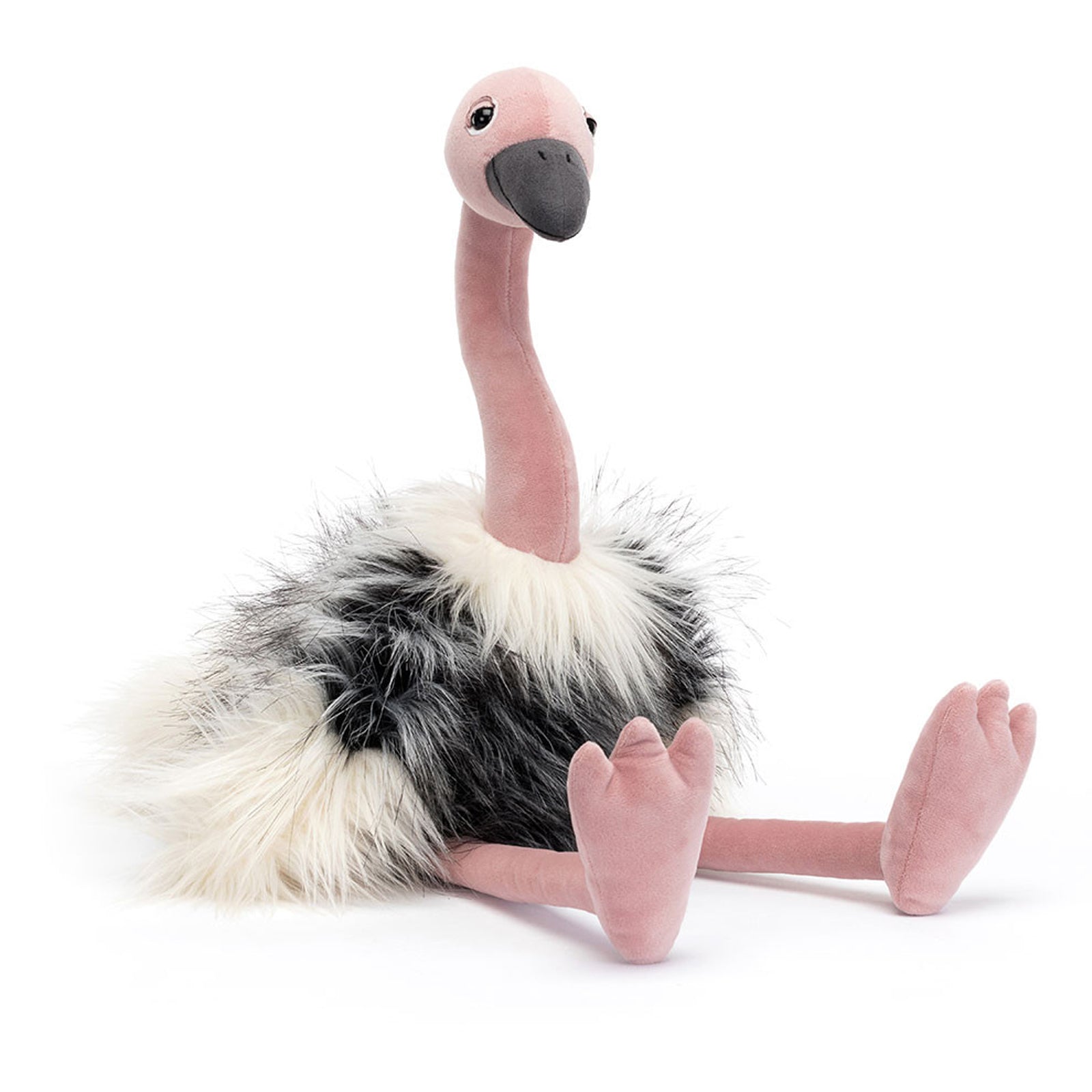 Ramonda Pink Ostrich plush toy soft stuffed animal for children. Premium hypoallergenic materials safety embroidered eyes extra-soft feather-like texture. Educational emotional development toy perfect for hugging cuddling imaginative play. Long neck design easy for small hands to hold carry. Best gift for kids girls birthday Christmas present ages 0-8 years. Vibrant pink color joyful companion sensory comfort friend anxiety relief toy.