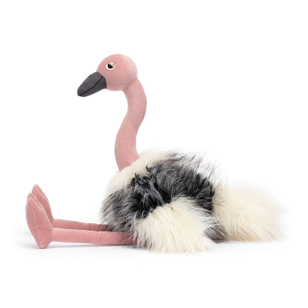 Ramonda Pink Ostrich plush toy soft stuffed animal for children. Premium hypoallergenic materials safety embroidered eyes extra-soft feather-like texture. Educational emotional development toy perfect for hugging cuddling imaginative play. Long neck design easy for small hands to hold carry. Best gift for kids girls birthday Christmas present ages 0-8 years. Vibrant pink color joyful companion sensory comfort friend anxiety relief toy.
