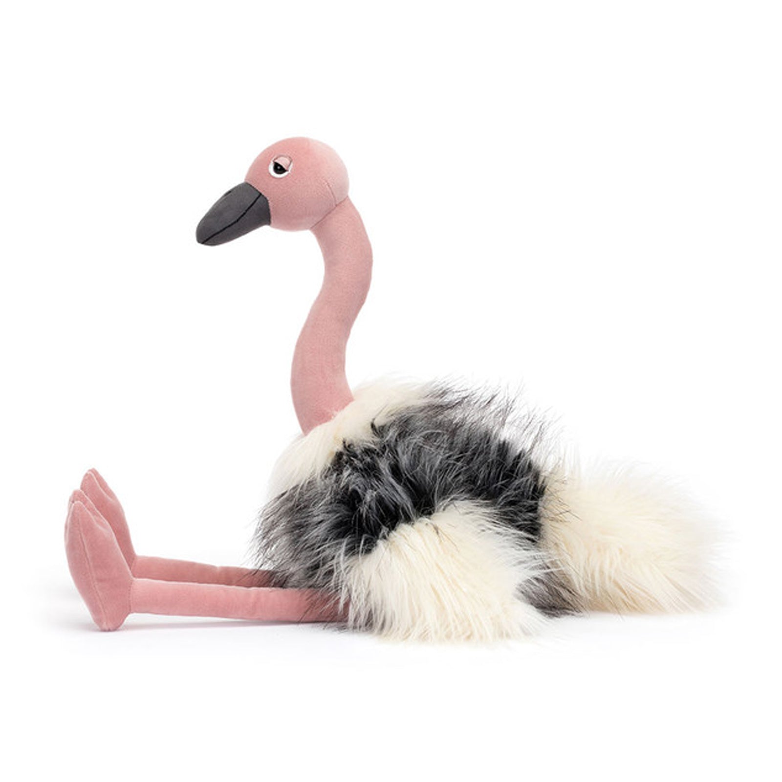 Ramonda Pink Ostrich plush toy soft stuffed animal for children. Premium hypoallergenic materials safety embroidered eyes extra-soft feather-like texture. Educational emotional development toy perfect for hugging cuddling imaginative play. Long neck design easy for small hands to hold carry. Best gift for kids girls birthday Christmas present ages 0-8 years. Vibrant pink color joyful companion sensory comfort friend anxiety relief toy.