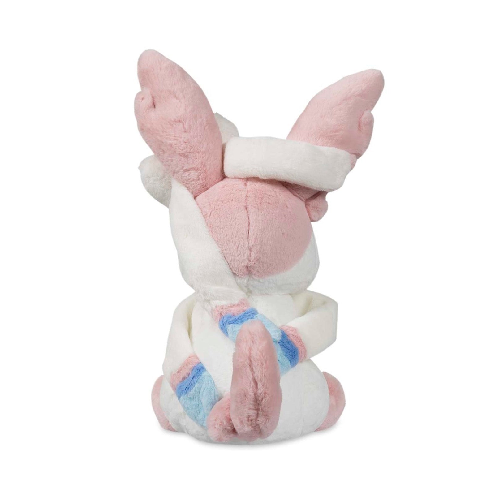 Sylvia Sylveon Comfy Friends plush officially licensed Pokémon Eevee evolution stuffed animal. Ultra-soft premium chenille fabric cloud-like texture sensory comfort toy. Pastel pink coloring safety embroidered eyes perfect for emotional support anxiety relief. Comfy Friends collection limited edition Pokémon Center product. Best gift for Pokémon fans children adults birthday Christmas present. Huggable design soft stuffed toy collectible merchandise cuddling companion.